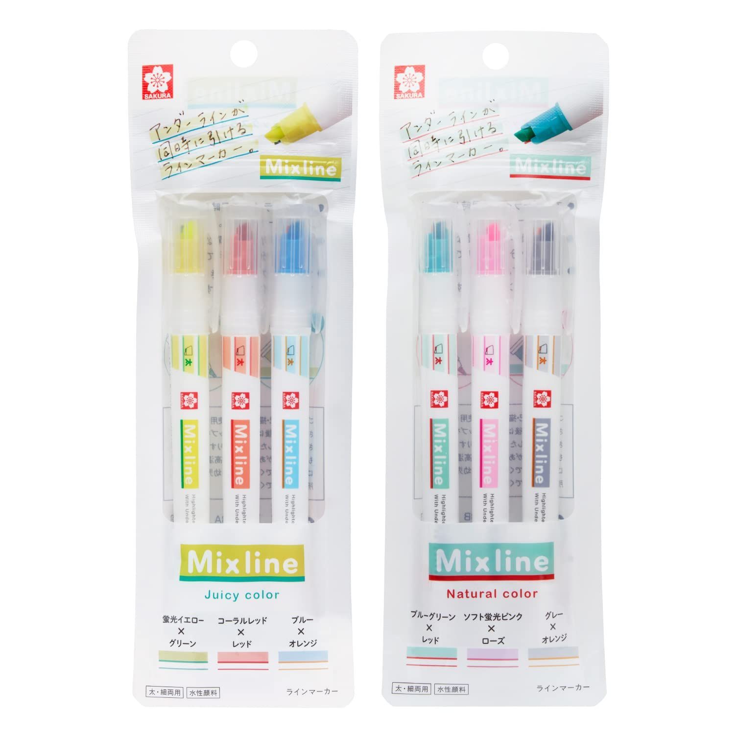数量 サクラクレパス 蛍光ペン Mixline ミックスライン 6色 セット VUK-T6