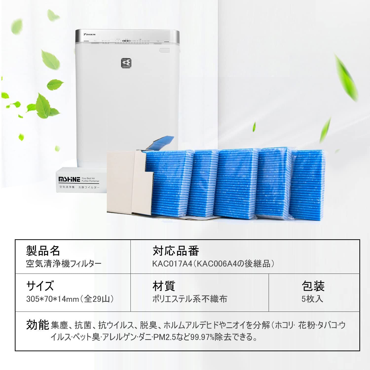 ダイキン 空気清浄機用 交換用プリーツフィルターKAC006A4 - 空気清浄