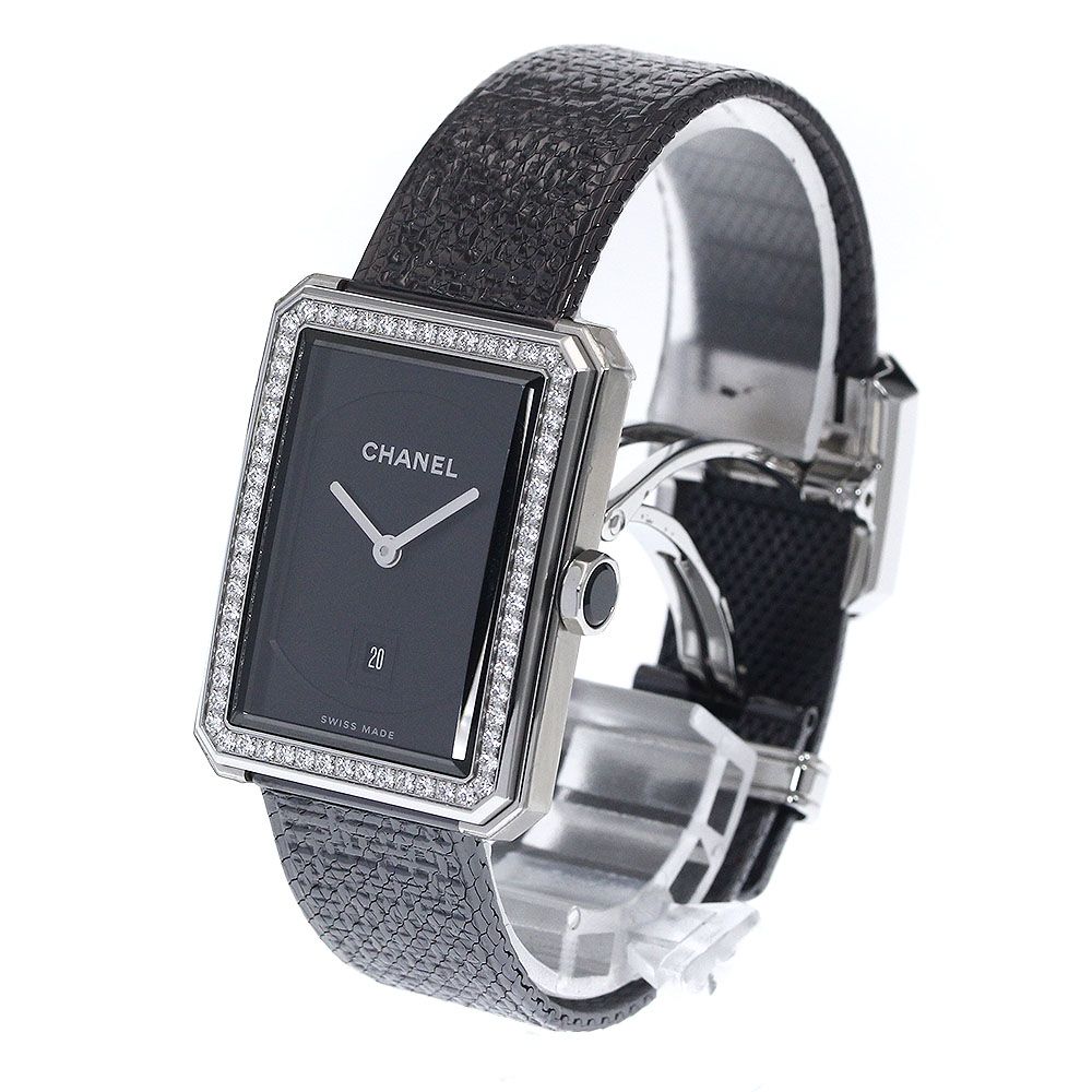 シャネル CHANEL ボーイフレンド ツイード H5318 ブラック文字盤 中古 腕時計 レディース 新品)CHANEL シャネル ボーイフレンド ツイード ブラックコーティング