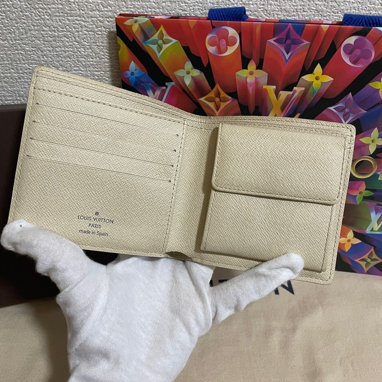 極美品】ルイヴィトン ダミエ アズール ポルトフォイユ マルコ 折り  