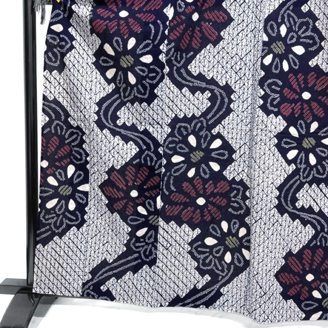 未着用 浴衣 有松鳴海絞り 花模様 藍色 着物 032a d - メルカリ