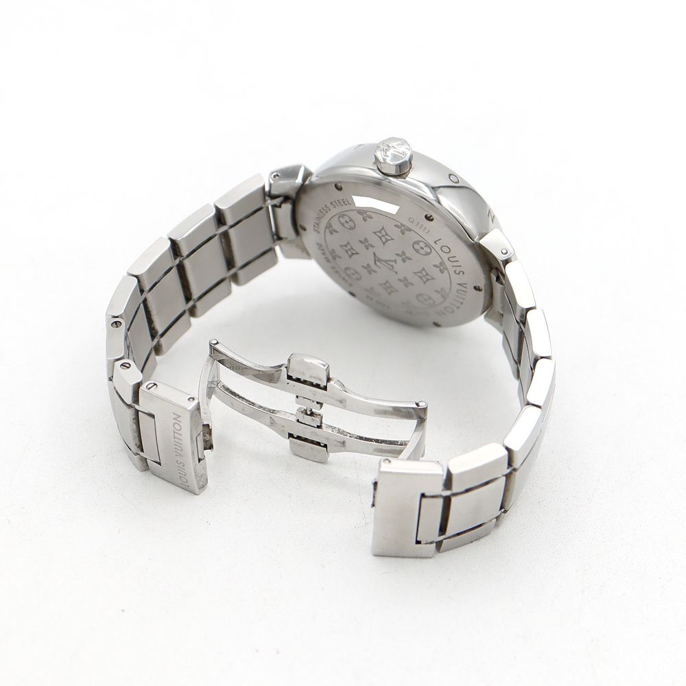 電池交換済 LOUIS VUITTON ルイヴィトン タンブール Q1111 デイト 100m  