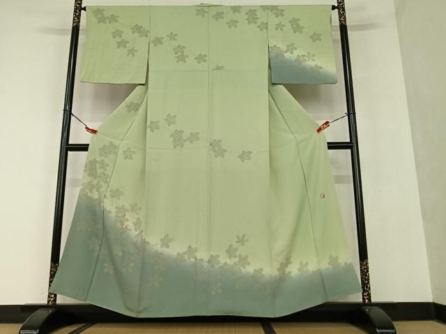 平和屋着物●訪問着 作家物 手描き 舞葉文 暈し染め 金彩 正絹 AAAU8382zg