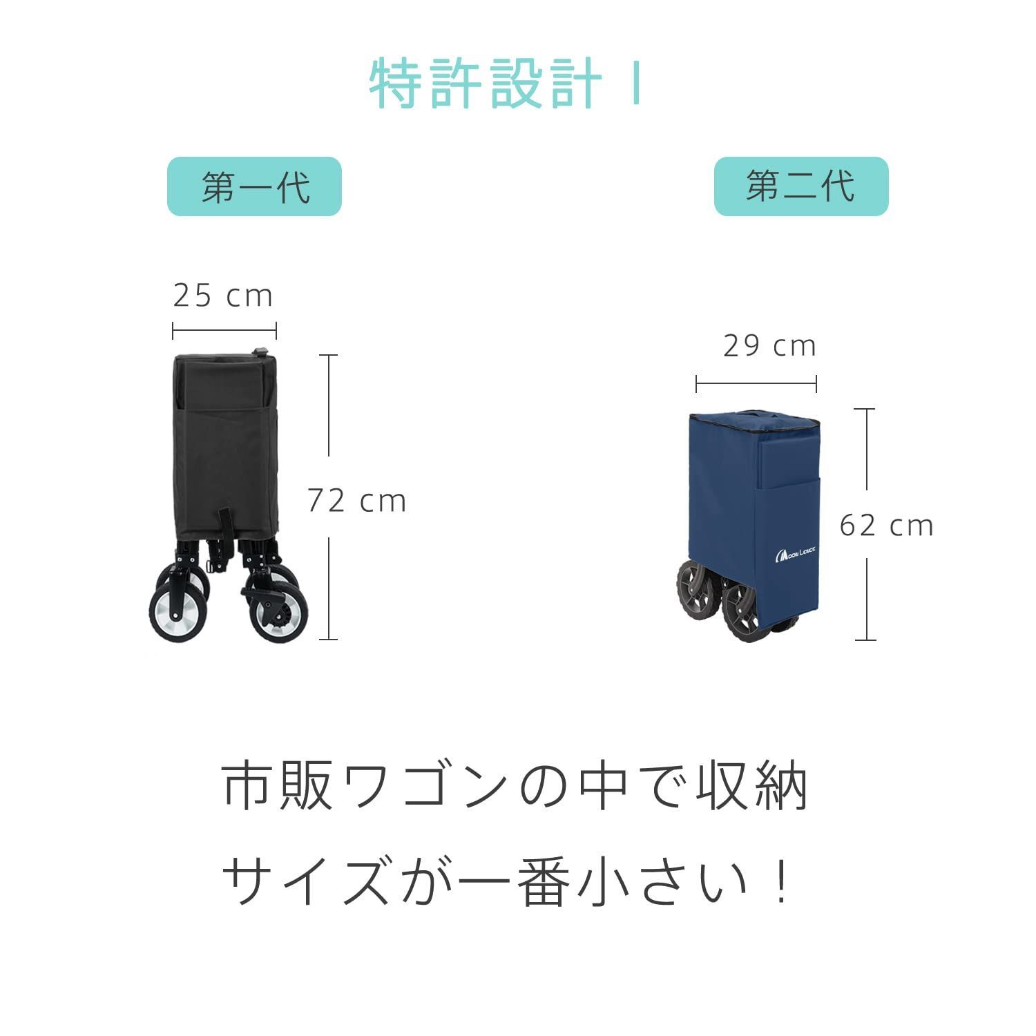 人気商品MOON LENCE キャリーワゴン 折りたたみキャリーカート 大容量