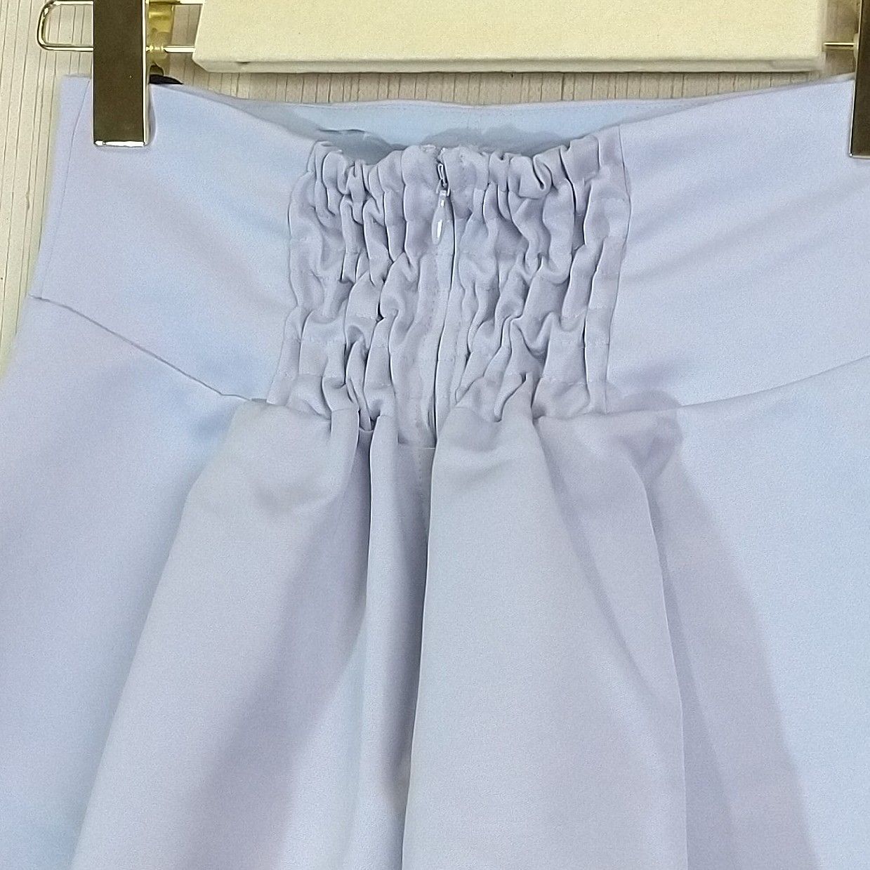 タグ付き】High Waist Satin Volume Skirt スカ－ト タック gray blue