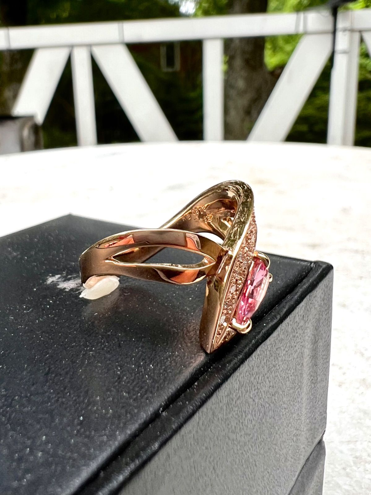 R*i様 K18PG パパラチアサファイアリング　9.5号 R*i様 K18PG パパラチアサファイアリング 9.5号 - メルカリ