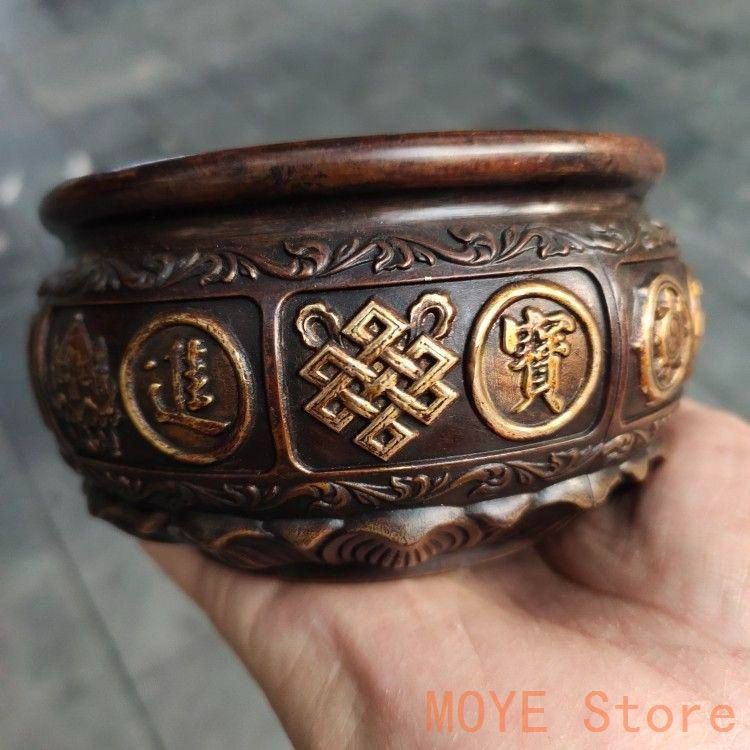 銅 香炉 有求必応灰皿 祥雲紋香炉 焼香炉 工芸品 置物zw0829
