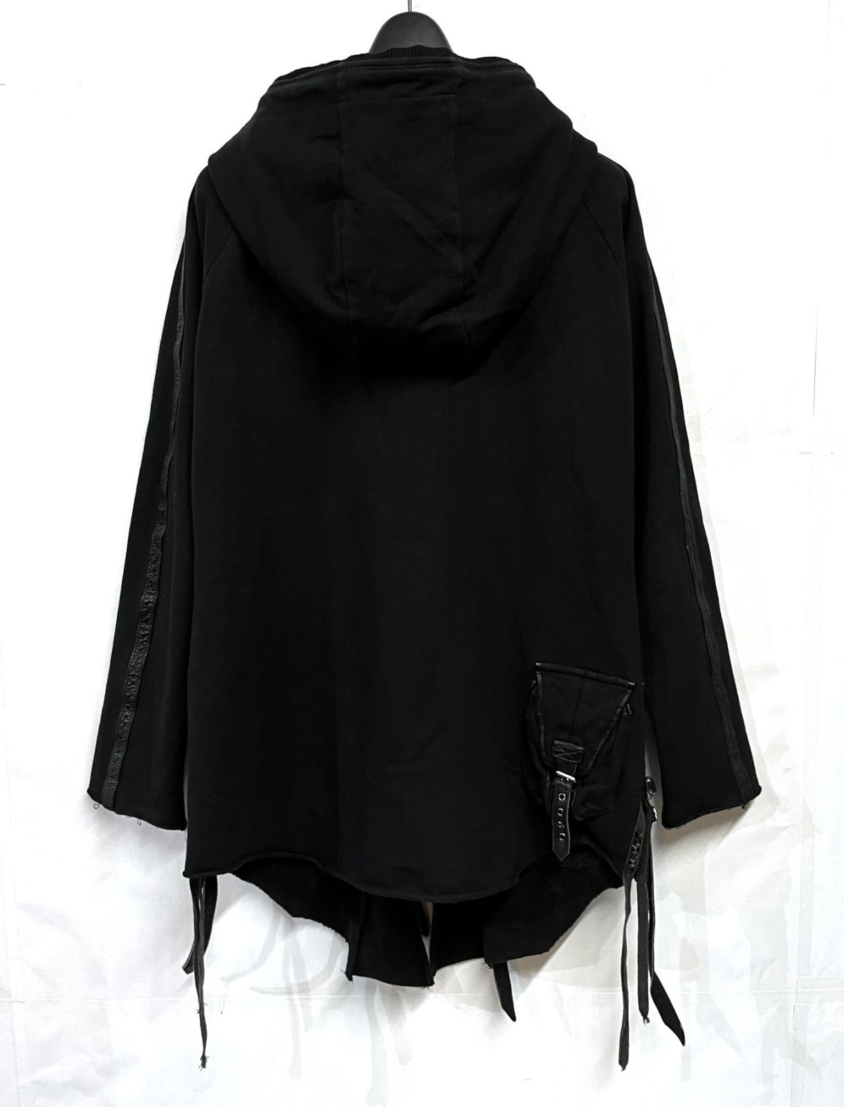 KMRii｜ケムリ レザー切り替え ロング ジップパーカー ライダース