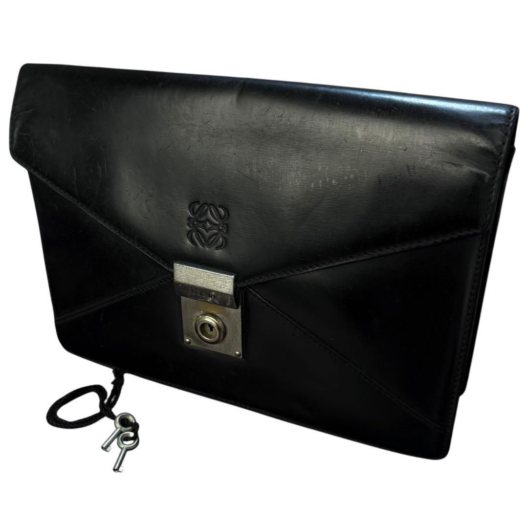 ロエベ クラッチバッグ美品 リピート 黒 ロエベLOEWEリピート