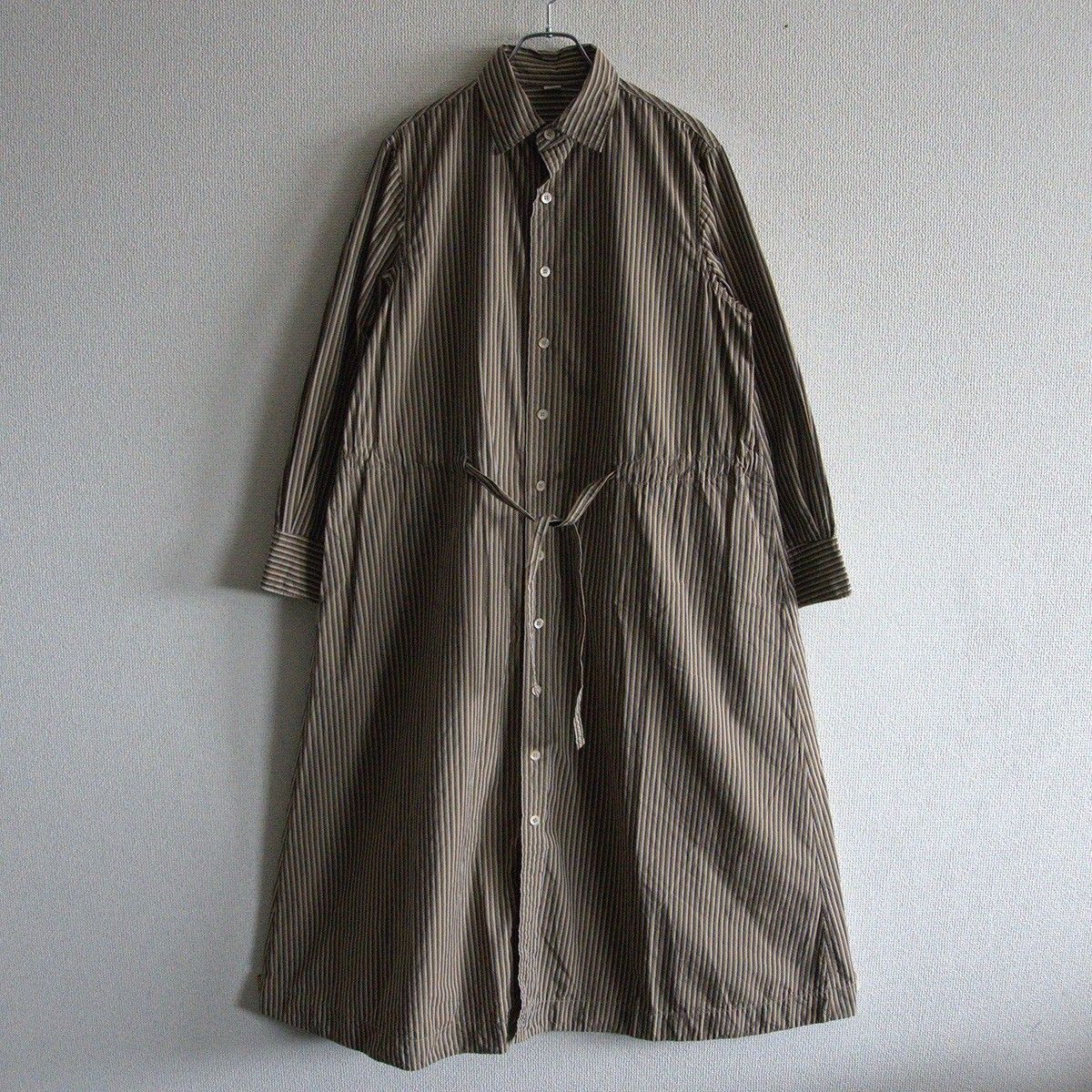 45R 秋色ダンプのシャツドレス 美品】45R【秋色ダンプのシャツドレス】2 ロング ワンピース