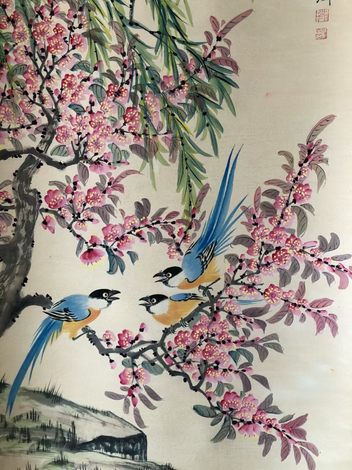 中国古美術. 江寒汀 花鳥 四尺手描き作品.宣かみ画.観賞品.文房置物.中国骨董25090706 WWW_IBETON_RU