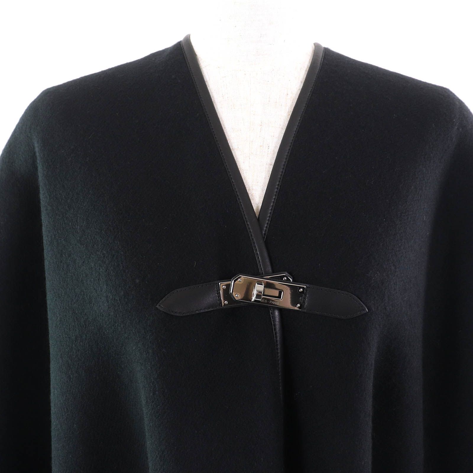 極美品✨エルメス 23SS カシミヤ ポンチョ セリエボタン ネイビー HERMES(エルメス) セリエボタン カーディガン ネイビー紺