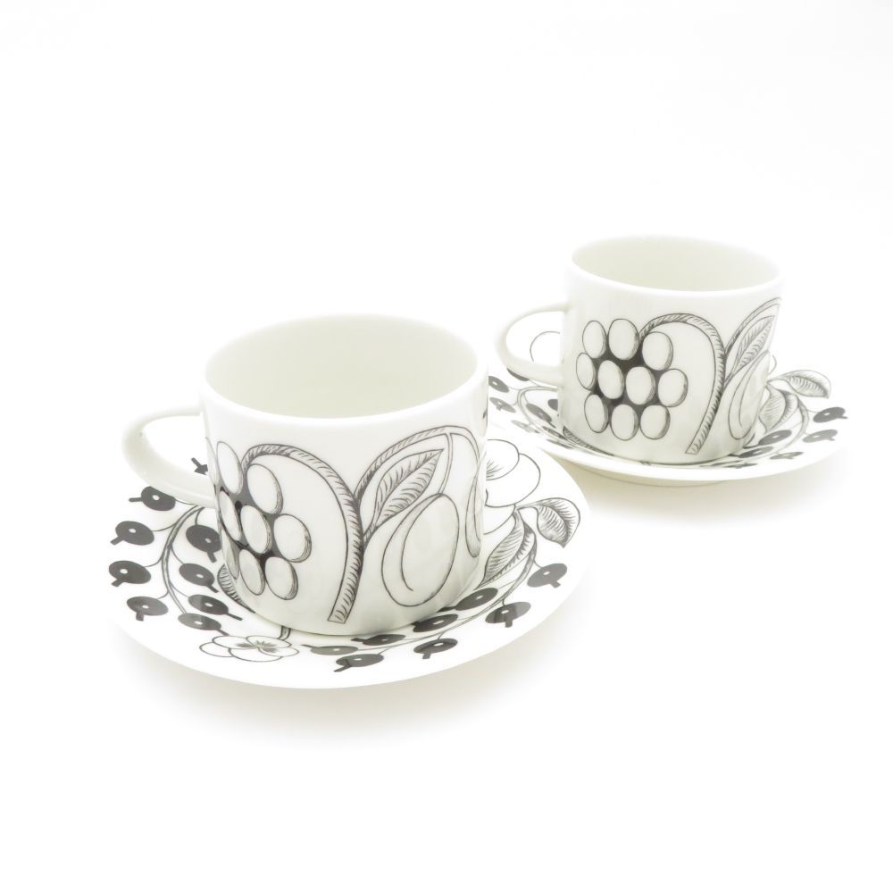 ARABIA アラビア パラティッシ ブラック コーヒーカップ＆ソーサー 2客