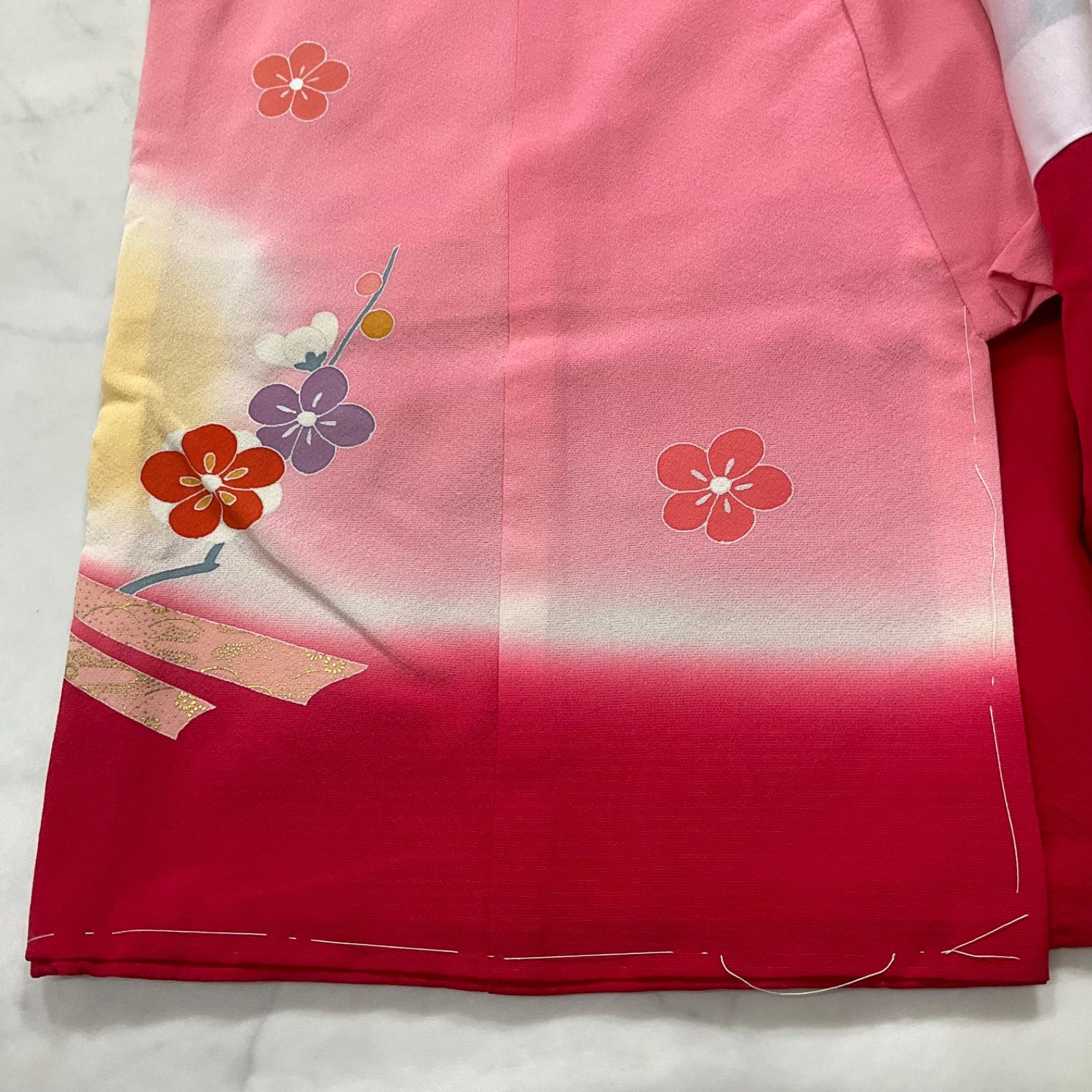 ◇kimono+one◇産着◇お宮参り◇子供着物◇仕付け糸付き◇正絹◇七五三