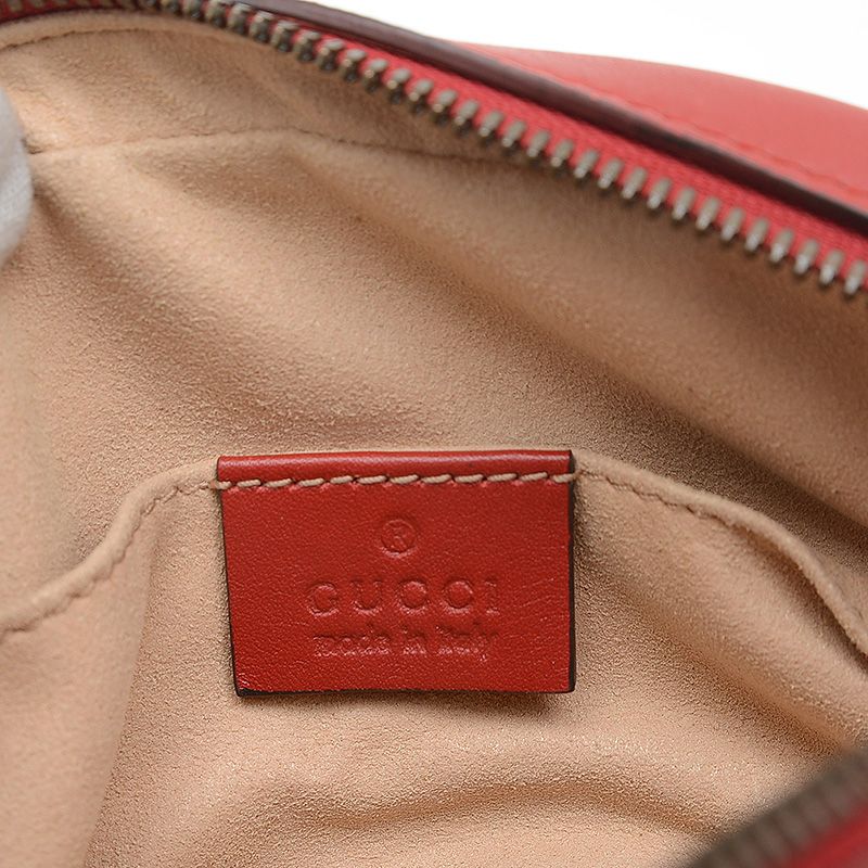 グッチ GGマーモント キルティング ウエストバッグ レザー レッド  