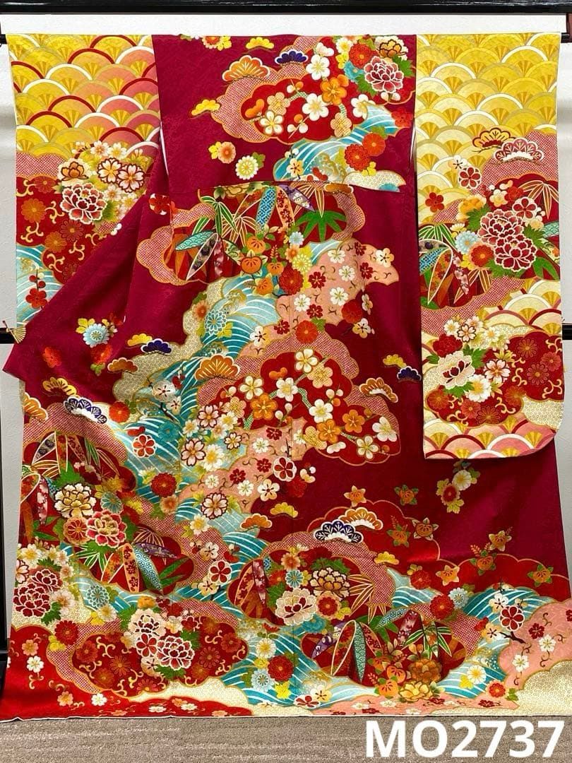 もりはなえ 振袖 豪華な色柄 紋意匠生地 身丈166cm ガード加工済 もり