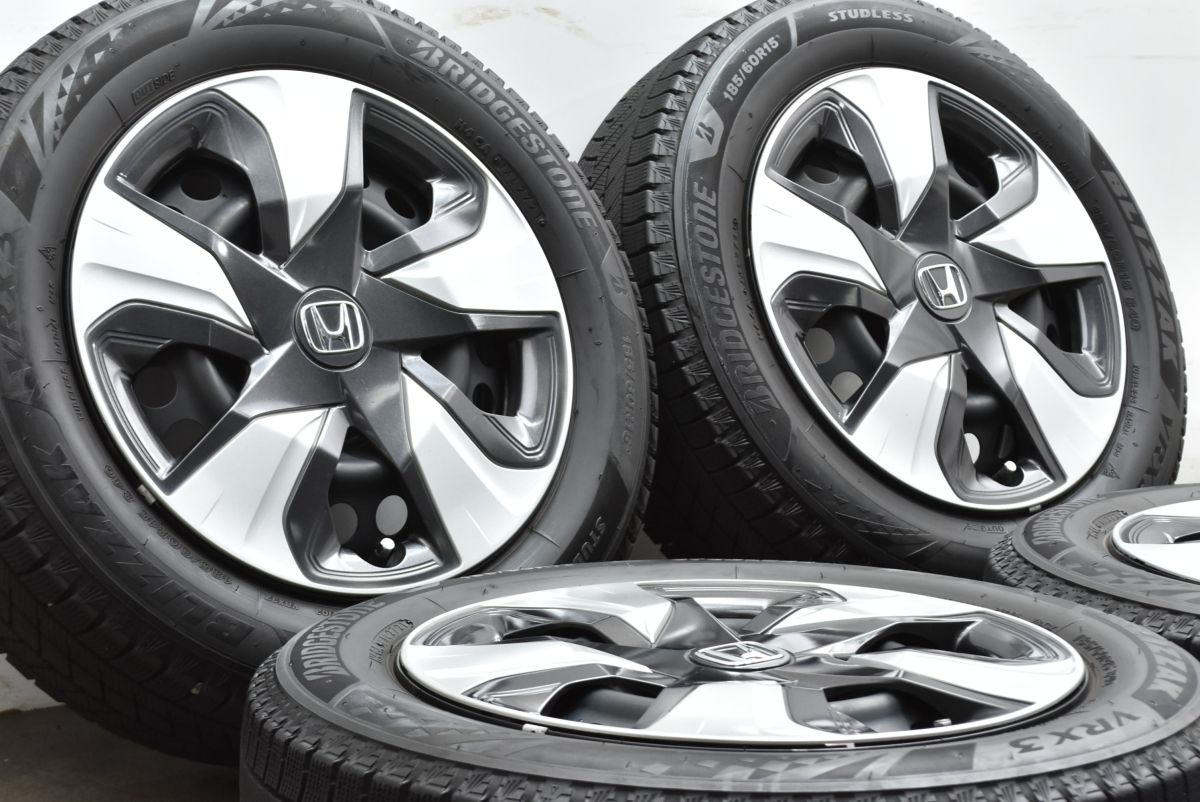 程度良好 ホンダ GK フィット 純正 スチール 15in 6J 50 PCD100 ブリヂストン ブリザックVRX3 185 60R15 シャトル グレイス