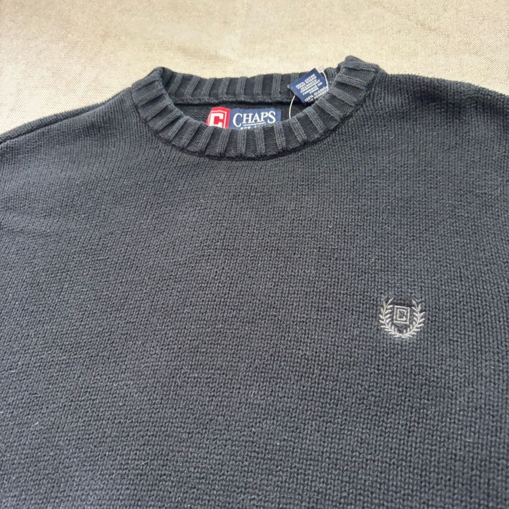 【美品】CHAPSラルフローレン ワンポイント 刺繍ロゴ セーター　メンズL CHAPS RALPH LAUREN(チャップスラルフローレン) ⁄ ロゴ刺繍ワン