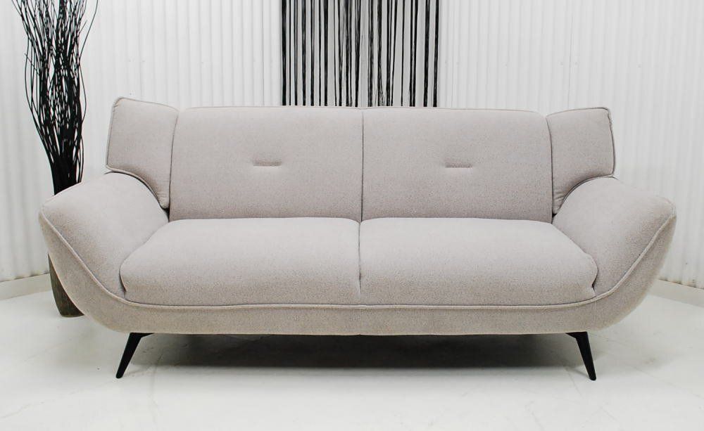 アウトレット 現品限り 一部 大 高品質 スタイリッシュモダンデザイン ３人掛けソファー グレイ グレー 布製