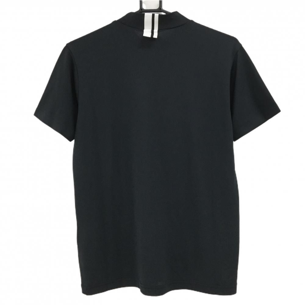 超 パーリーゲイツ 半袖ハイネックシャツ ネイビー×白 ロゴプリント メンズ 4 M ゴルフウェア PEARLY GATES