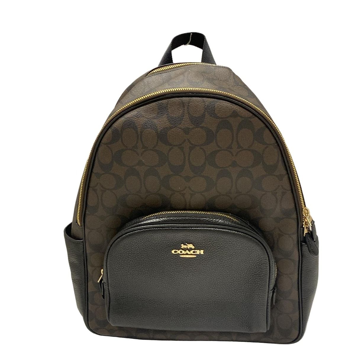 COACH コーチ リュックサック ラージ コート バックパック シグネチャー キャンバス 6495 ブラウン×黒 レザー