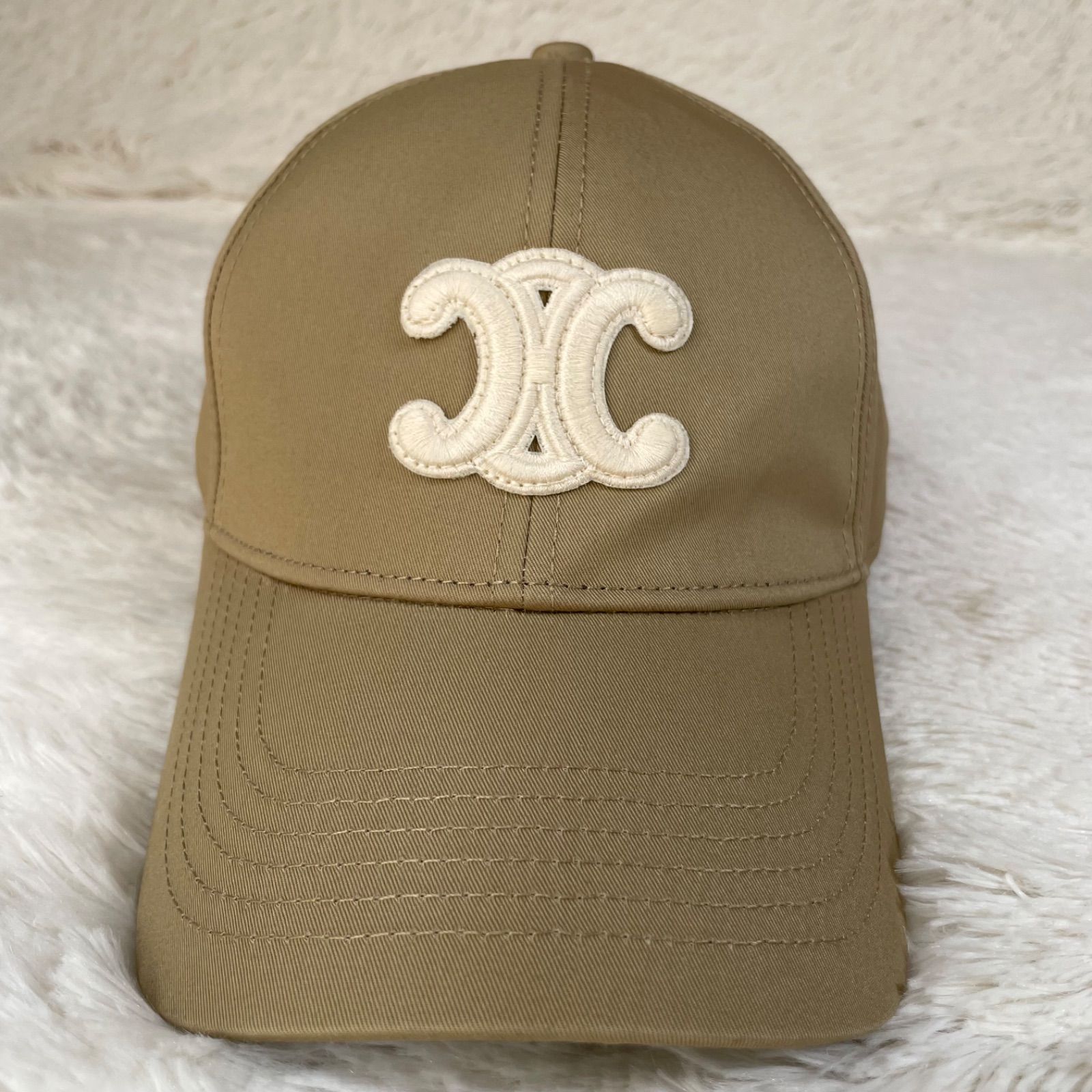 CELINE】トリオンフベースボールキャップ コットン カシミヤ ベージュ