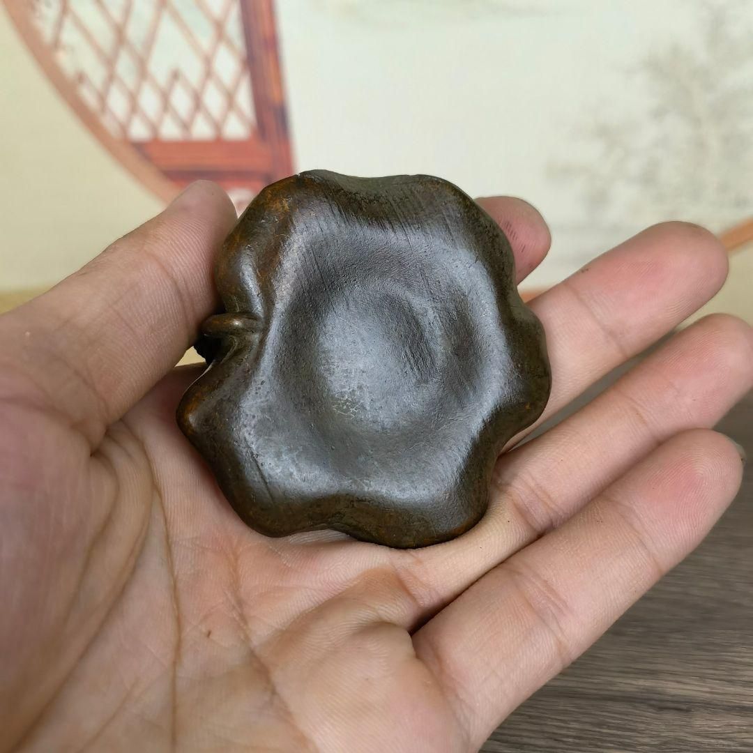 銅 細工 茶道具 香道具 蓋置 置物 ハス葉双魚香挿し 工芸品 美術