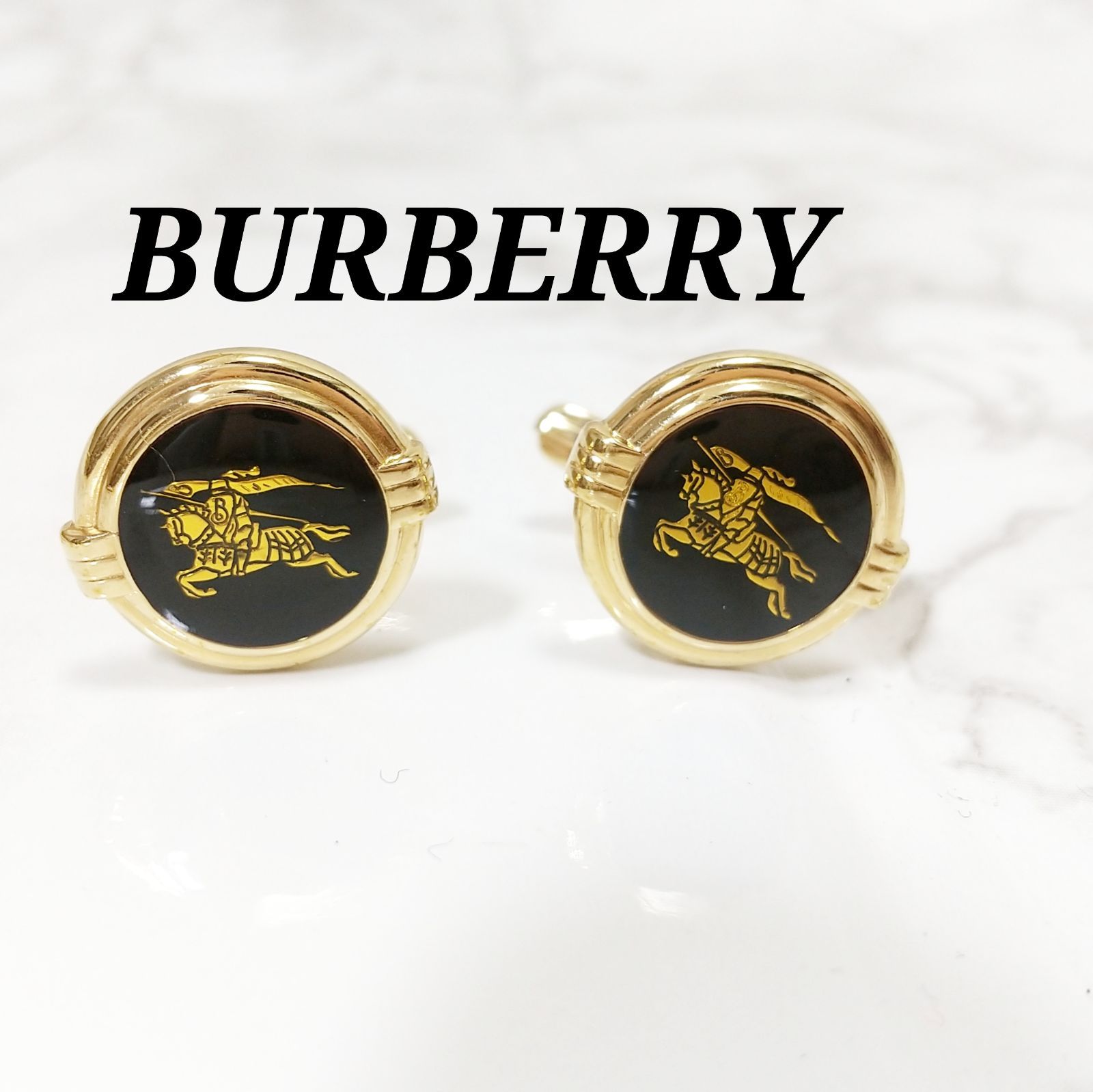 バーバリーBurberry ホースロゴ ラウンド カフス カフリンクス ゴールド - メルカリ