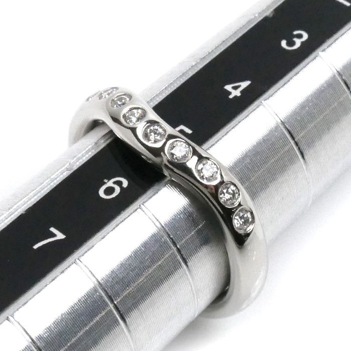 g4445　Tiffany&Co.　Pt950　カーブバンドダイヤリング　USED　美品　#11.5　3.6g