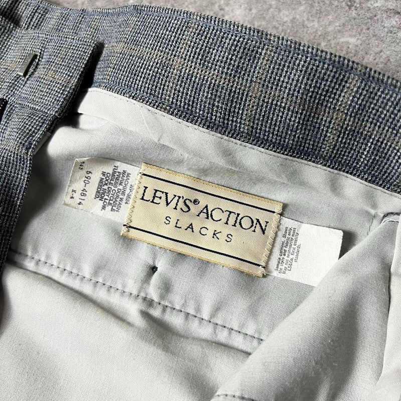 80s Levis チェック アクション スラックス パンツ 35 28 / 80年代