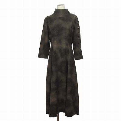 ケイコスズキコレクション KEIKO SUZUKI COLLECTION ワンピース ロング ハイネック 千鳥格子 ウール 42 茶 ブラウン