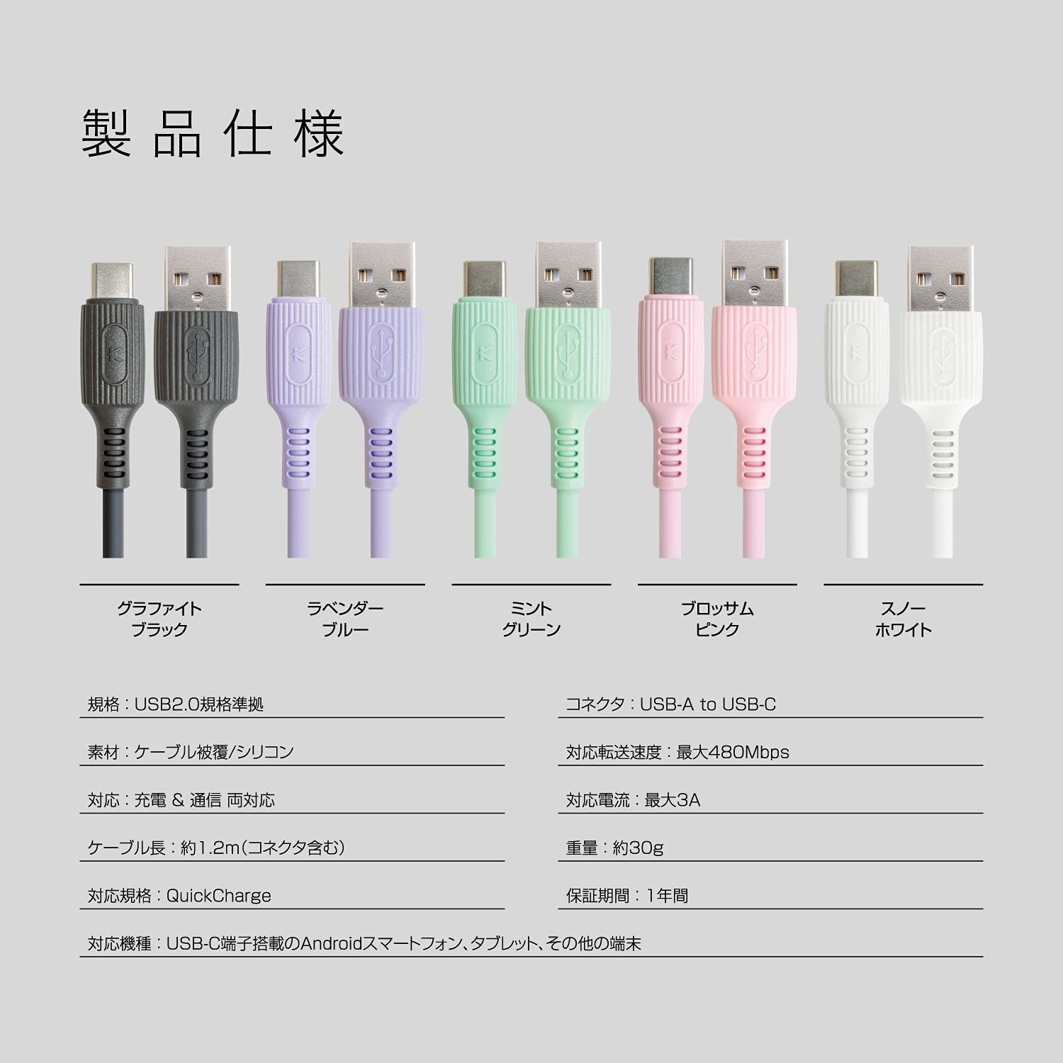 C KYOHAYA USB USB充電器 Cケーブル 65W 新品 KYOHAYA USB Type C ケーブル やわらかい ソフトタイプ シリコン アンドロイド 充電ケーブル タイプc充電ケーブル android 急速 スマホ 急速充電 データ転送 AQUOS/Xperia/Galaxy/OPPO/HUAWEI/HT