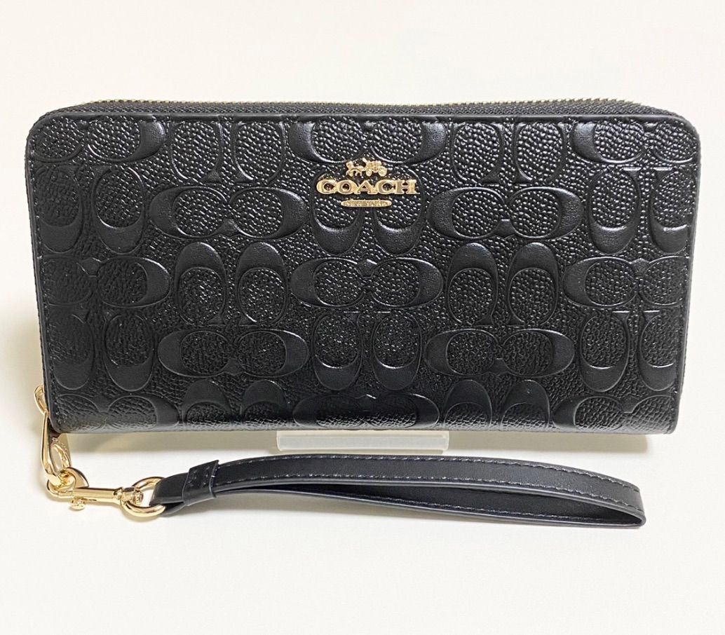 シグネチャー新品 COACH 長財布 ロング ジップ アラウンド