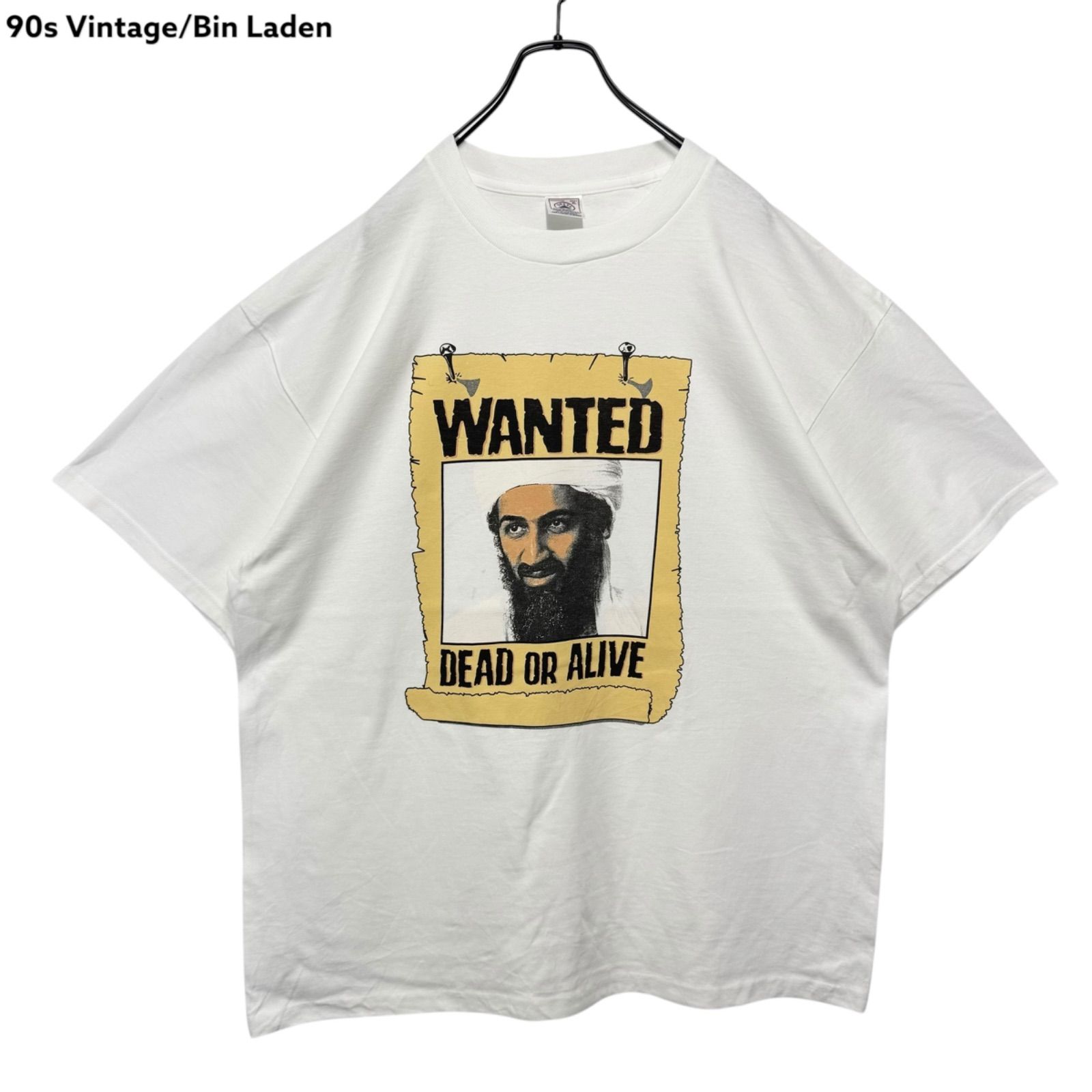 90s vintage Bin Laden WANTED DEAD OR ALIVE Print T-shirt Tee USA製 