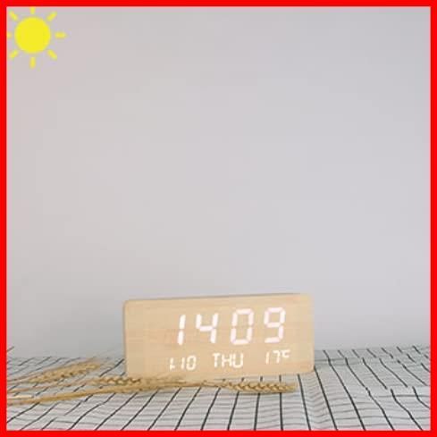 【特価セール】置き時計 デジタル カレンダー 温度 表示 めざまし機能 卓上時計 インテリア時計 シンプル 木目調 多機能 USB給電 プレゼント  (ネオブラック)