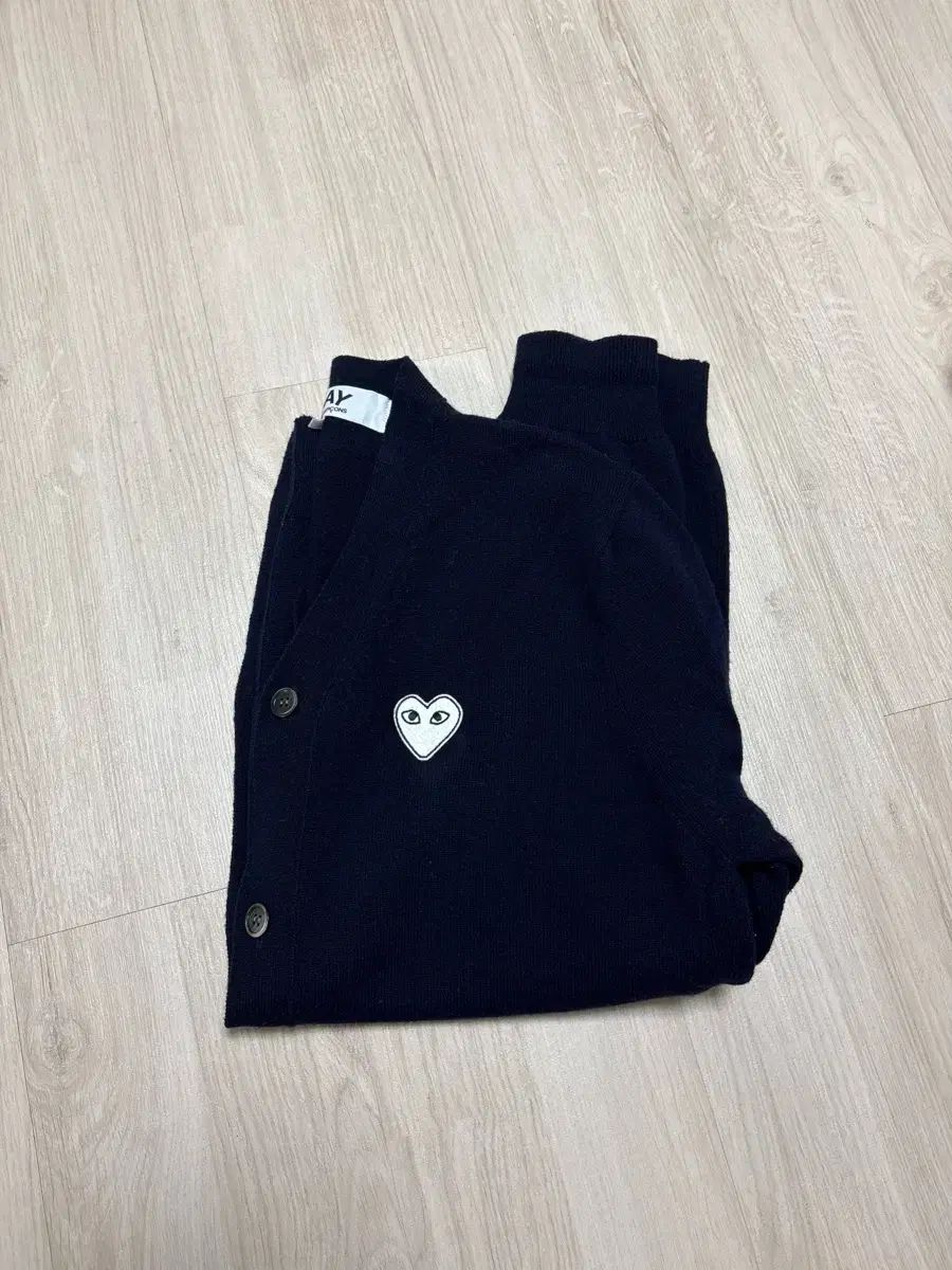 COMME des GARCONS ネイビー カーディガン 白ワッペン XL