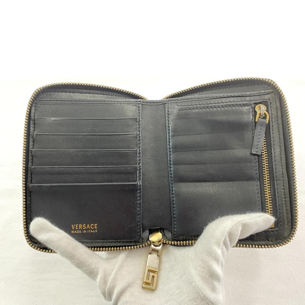 中古】VERSACE Barocco Wallet ブラック ヴェルサーチ バロッコ  
