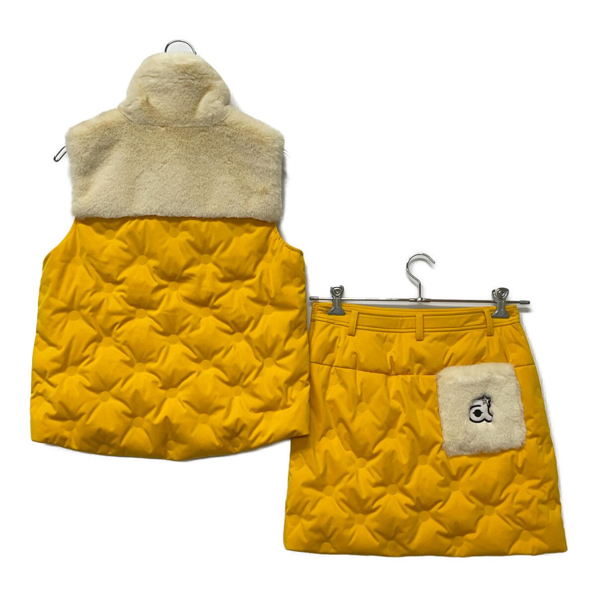 レディース アルチビオ archivio セットアップ 38 M イエロー系 黄色 ダウンベスト×スカート 防寒