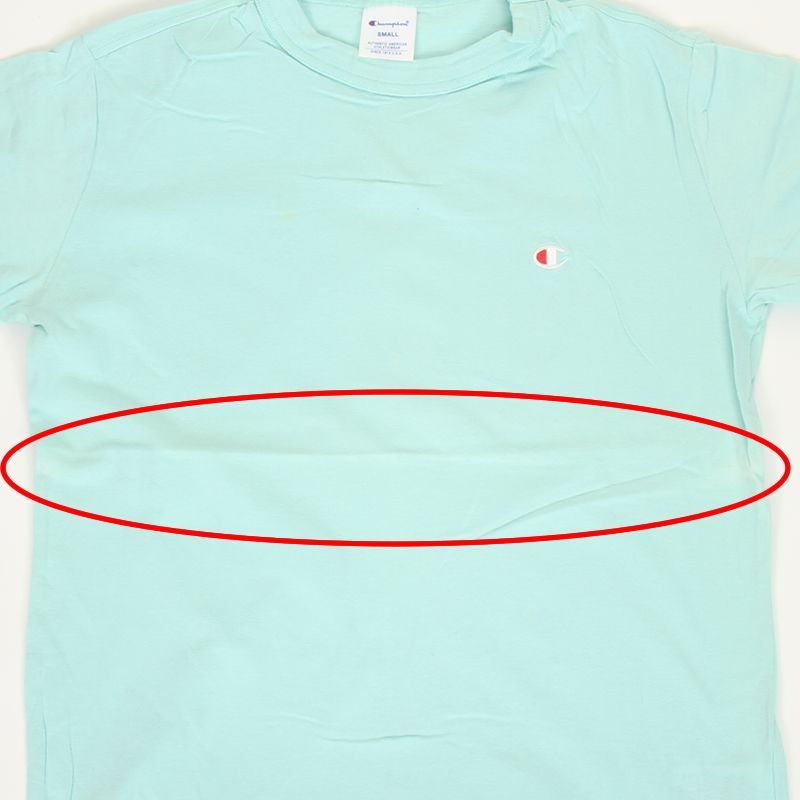 Champion C3-P300 MintGreen T-shirts 半袖 Tシャツ チャンピオン トップス ワンポイント ロゴマーク USED【チャンピオン 半袖Tシャツ  tシャツ クルーネック ミントグリーン 刺繍 CHAMPION ユーズド】