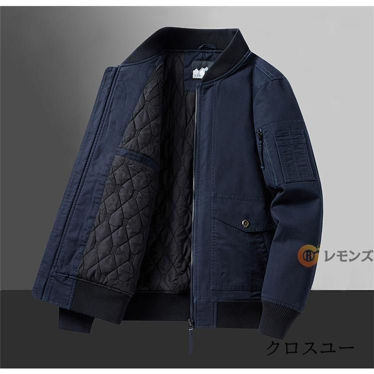 ミリタリージャケット メンズ 綿 中綿入り フライトジャケット 防寒着