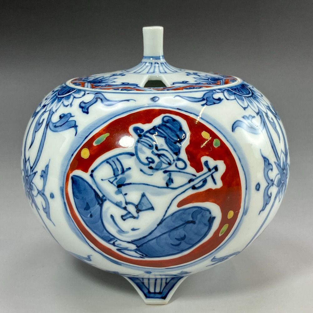 ARITA 有田焼 宮崎祐輔 造 染錦唐草シルクロード 香炉 陶磁器 _ 食器