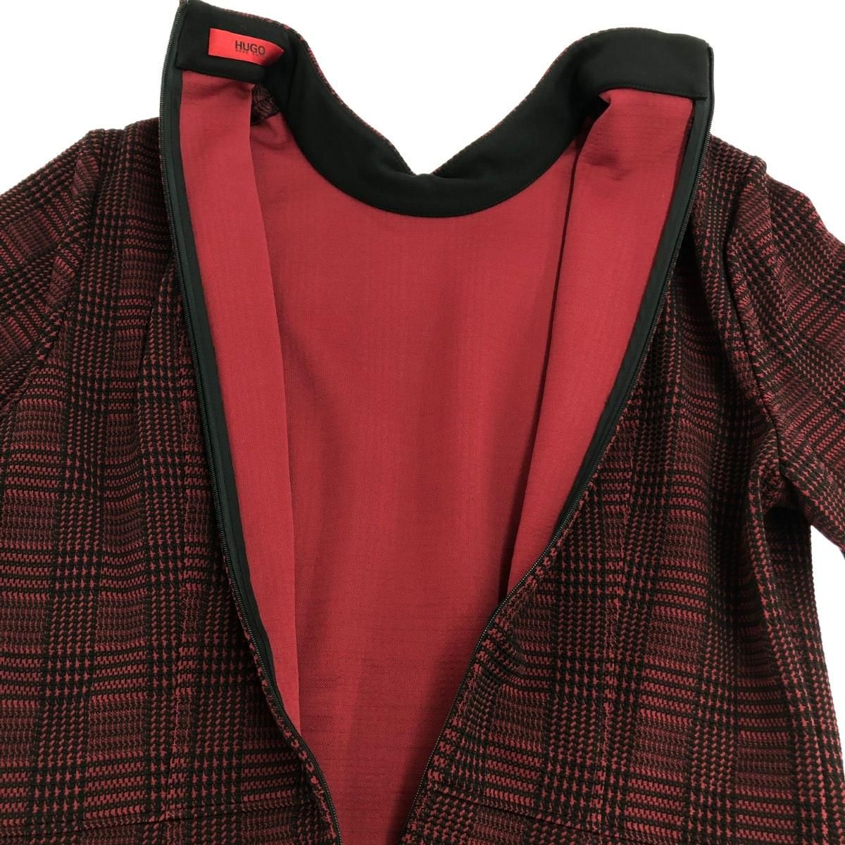 HUGO BOSS ヒューゴボス 半袖ワンピース サイズ:IT46 チェック柄/ハイネック    ブラック/レッド レディース / 240001165230 HUGO BOSS ヒューゴボス 半袖ワンピース サイズ:IT46 チェック柄