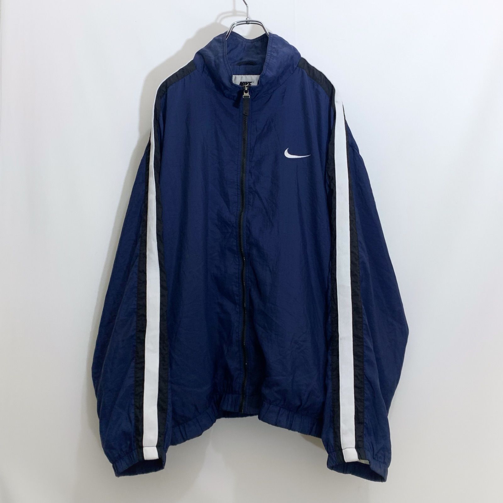 ナイキ NIKE ナイロンジャケット 90s 90年代 ビッグロゴ 青 白 古着
