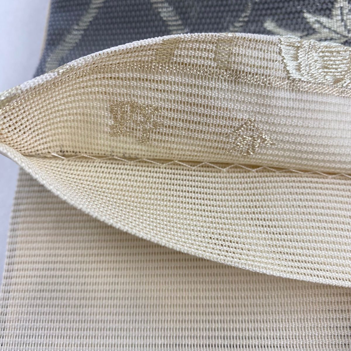 夏物 袋帯 フォーマル 絽 正絹 銀箔糸 白 オフホワイト 薄紫 淡