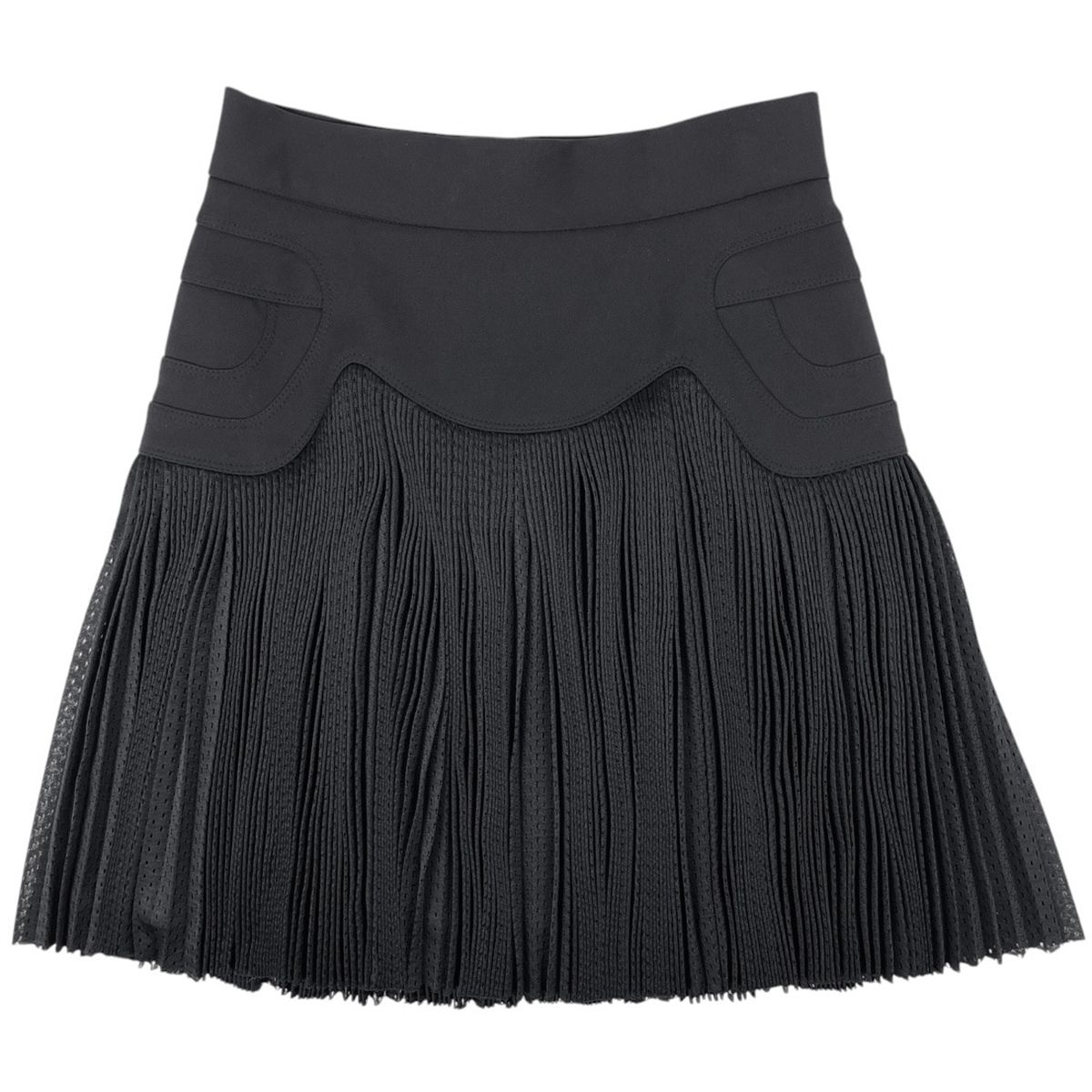 アレキサンダーワン Alexander Wang プリーツ ミニスカート フ レース パンチング ボトムス スカート ナイロン ポリウレタン ブラック レディース