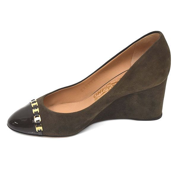 美品♪サルヴァトーレフェラガモ ガンチーニチェーン ウェッジソール