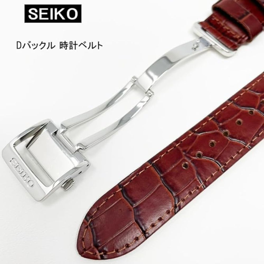 セイコー バンド Dバックル 18mm 20mm 22mm 牛革 ワニタケフ カーフ ブラウン メンズ SEIKO 時計 ベルト 茶 - メルカリ