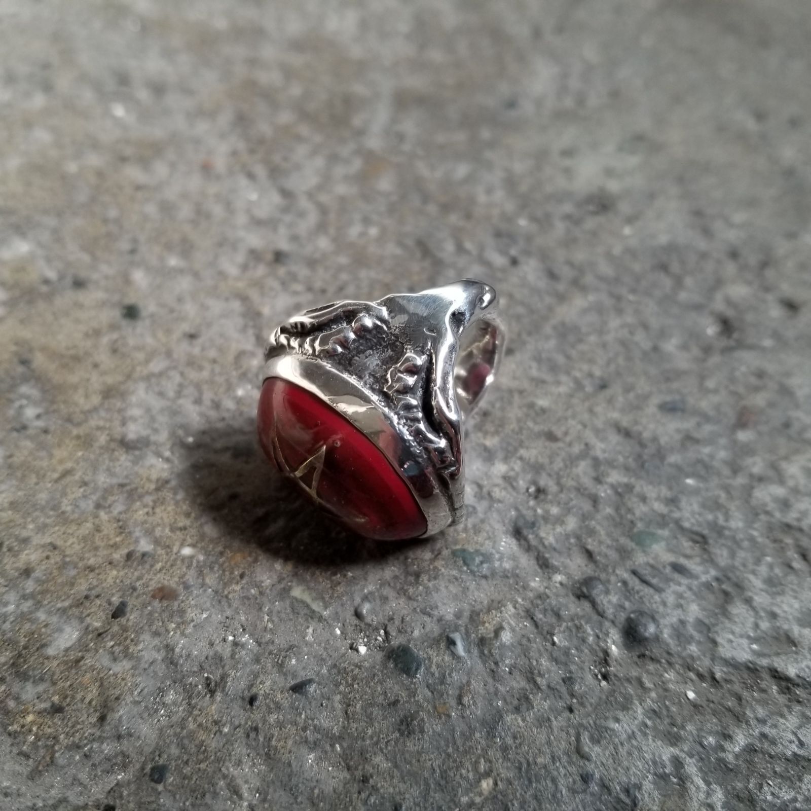 激レア❤貫通穴無しのシトリン約15mmアップ内径約17センチ❤超希少‼️‼️ ALEX STREETER 2000s エンジェルハートリング スモールスター