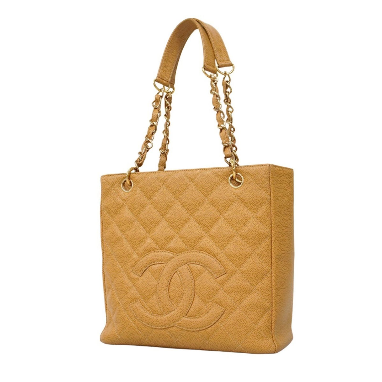 CHANEL ベージュ シャネル トートバッグ マトラッセ キャビアスキン シャネル マトラッセ キャビアスキン チェーントートバッグ ココ