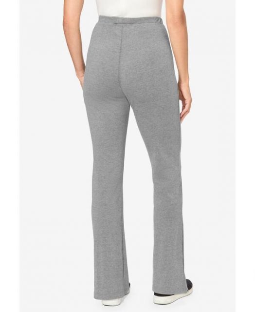 ウーマン ウィズイン レディース レギンス ボトムス Plus Size Within Stretch-Cotton Knit Pull-On Bootcut Leggings Medium heather grey